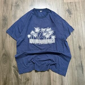 Vintage 90s Single Stitch California Skyline Sunset Palm Tree Graphic Tee Mens L